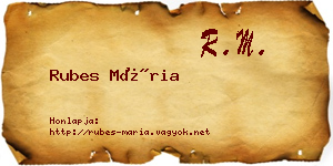 Rubes Mária névjegykártya