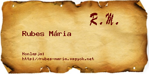 Rubes Mária névjegykártya